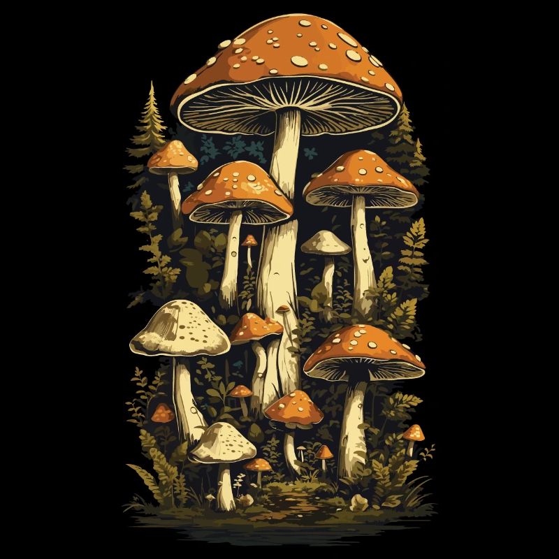 Retro Wald Pilze Ästhetik Pilz Design