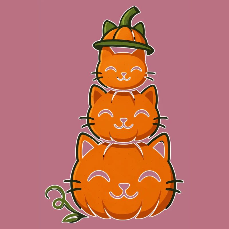 Happy Pumpkin Cat Stack