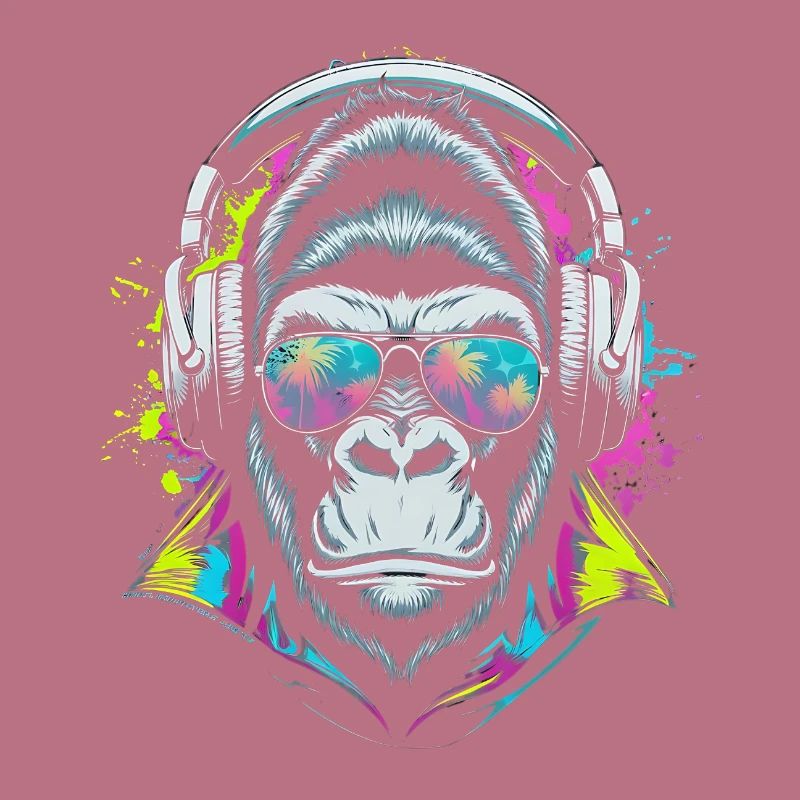 Monkey avec écouteurs DJ et lunettes de soleil