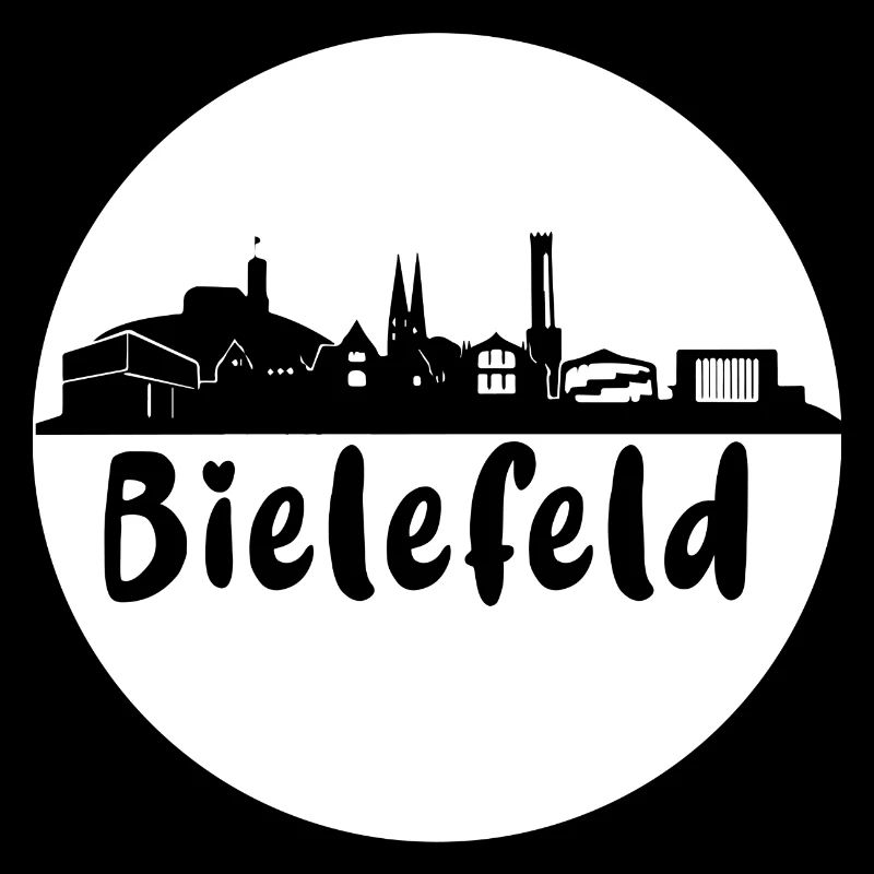 bielefeld, cercle, skyline, noir, coupe aux ciseaux