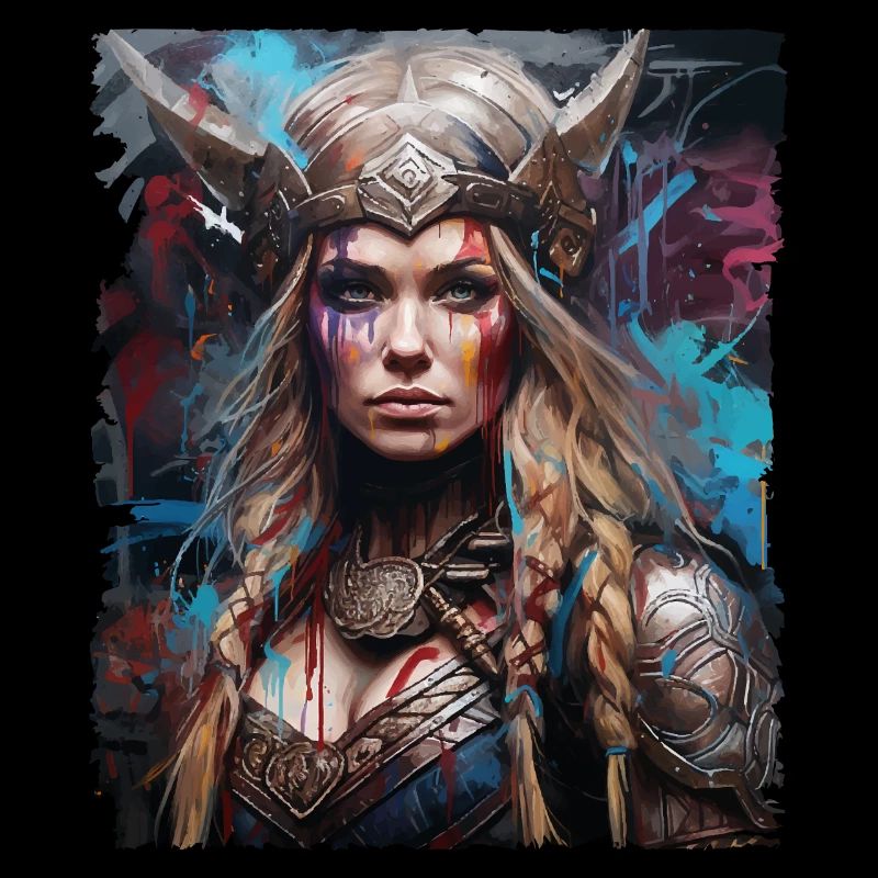 Conception de jeune fille de bouclier viking Valhalla
