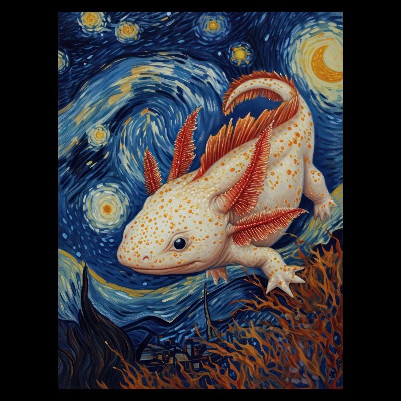 Axolotl, Van Gogh, Style, Starry Night