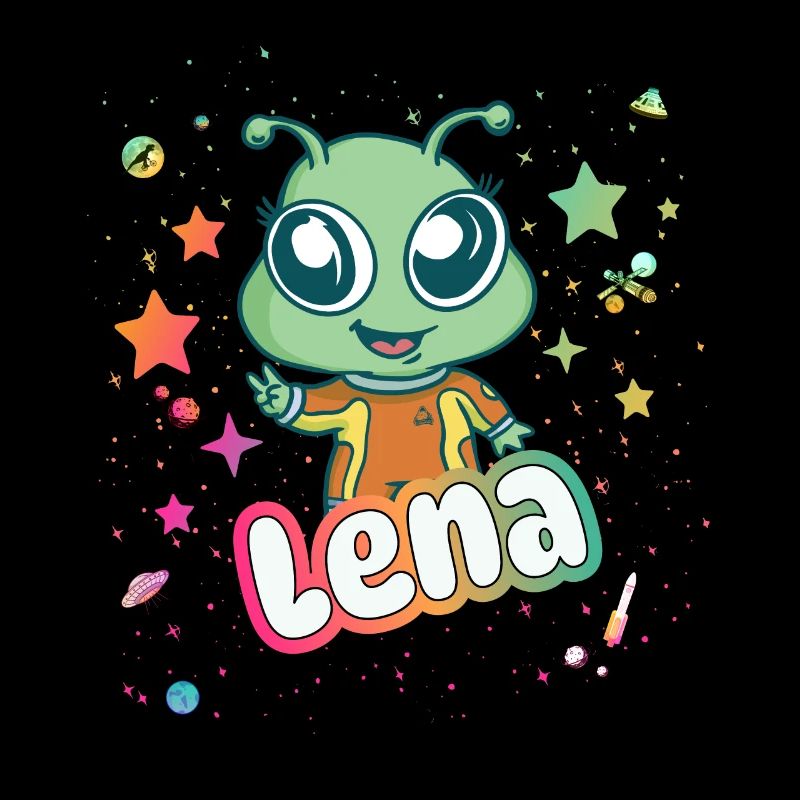 LENA - Schöner Mädchen Name mit süßem Alien