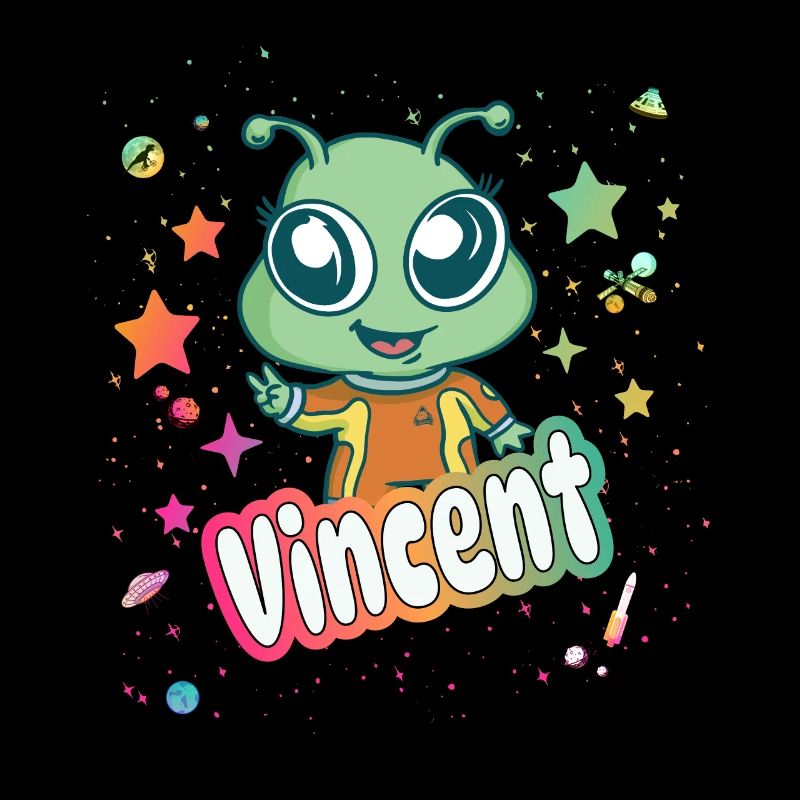 VINCENT - Beau nom de garçon avec un extraterrestre mignon