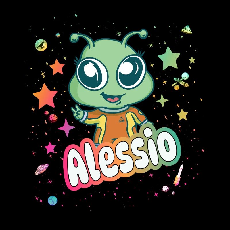 ALESSIO - Beau nom de garçon avec un extraterrestre mignon