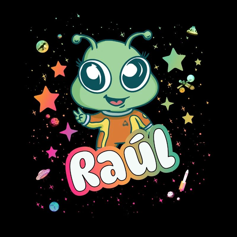 RAÚL - Beautiful boy name with cute alien