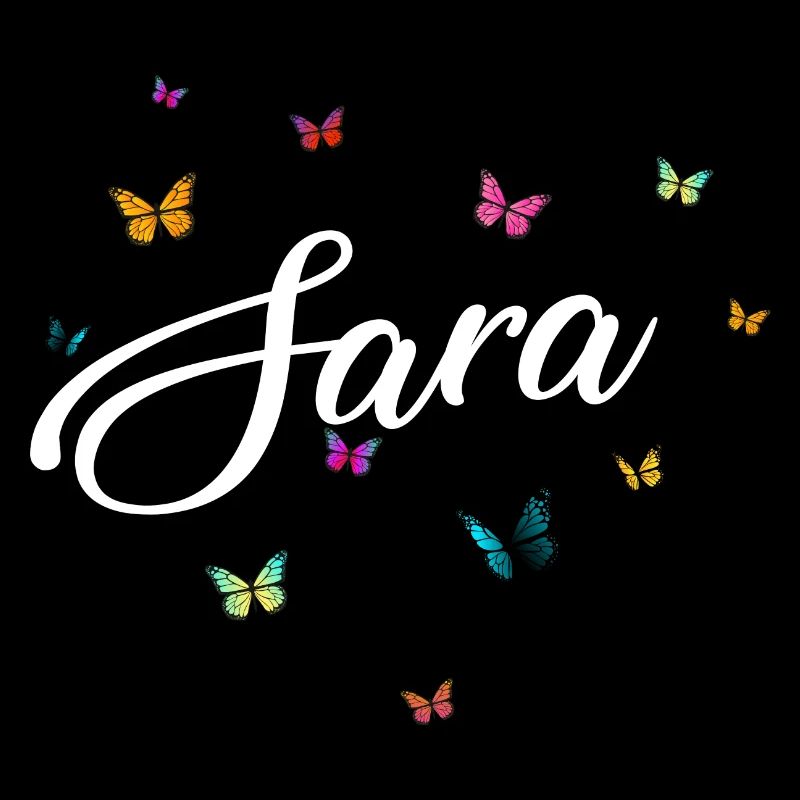 SARA - Mädchen Name mit bunten Schmetterlingen