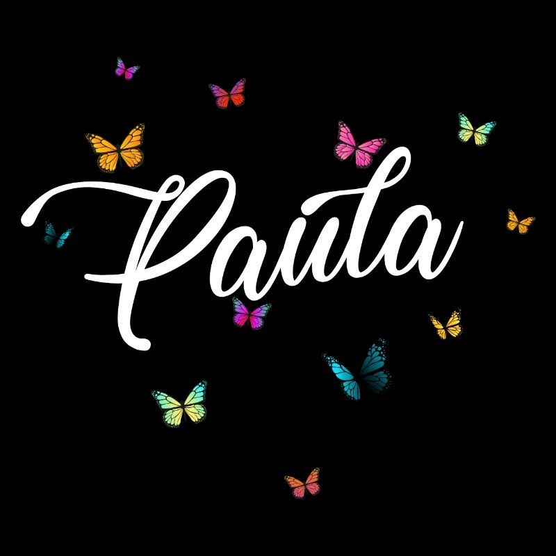 PAULA - Mädchen Name mit bunten Schmetterlingen