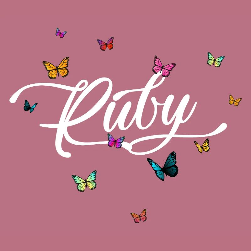 RUBY - Mädchen Name mit bunten Schmetterlingen