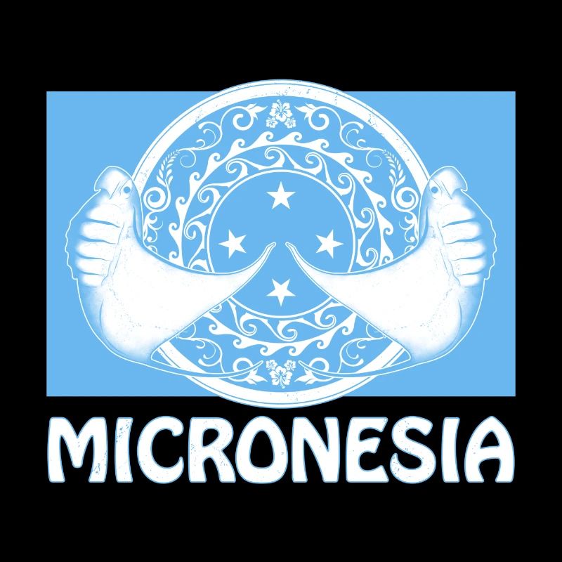 Flagge Mikronesiens und Mantarochen