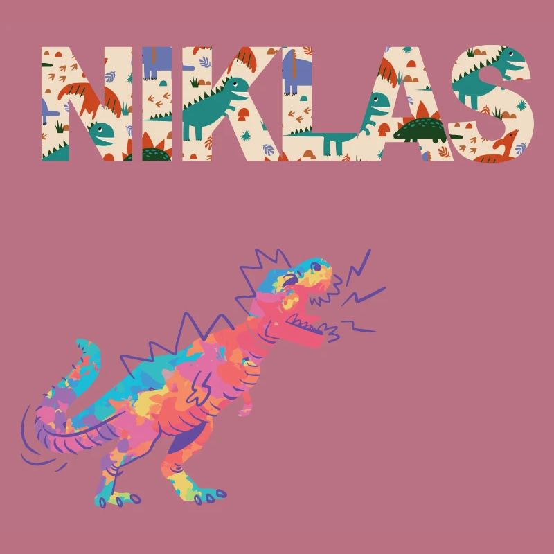 NIKLAS - Beautiful boy name with dinosaur