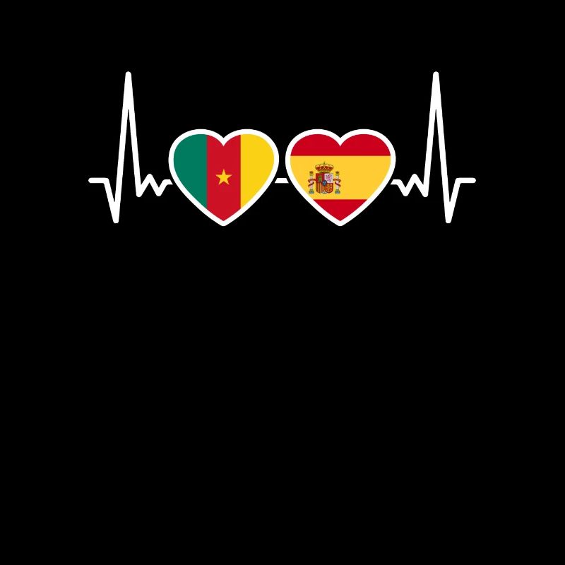 Kamerun Spanien Herzschlag Flagge Kameruner