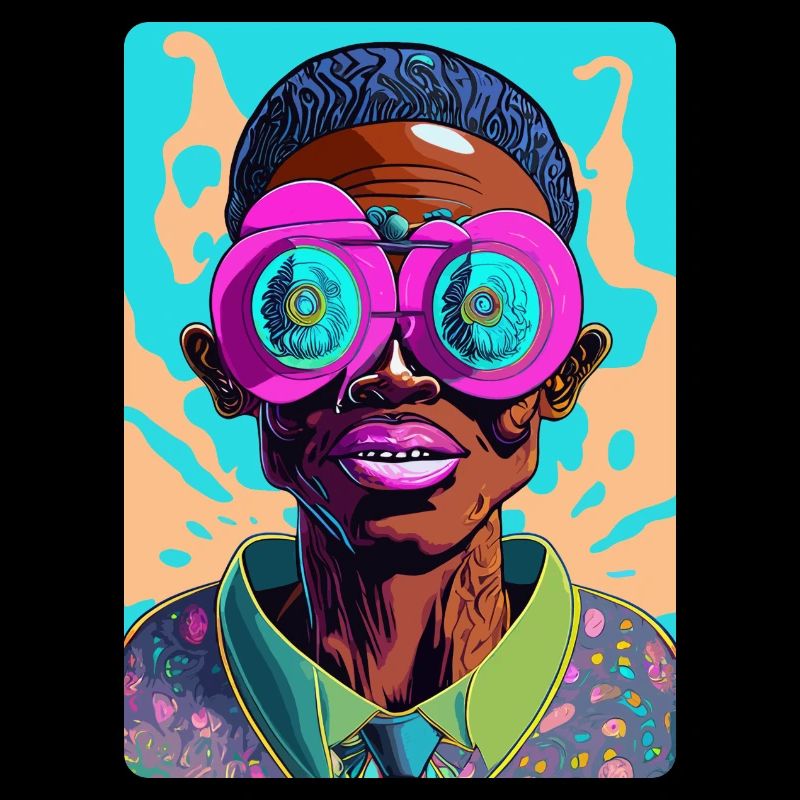Auffälliger Afro-Mann mit Brille