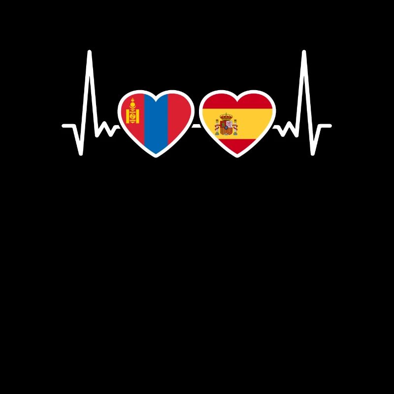 Mongolie Espagne Heartbeat Flag Mongolis