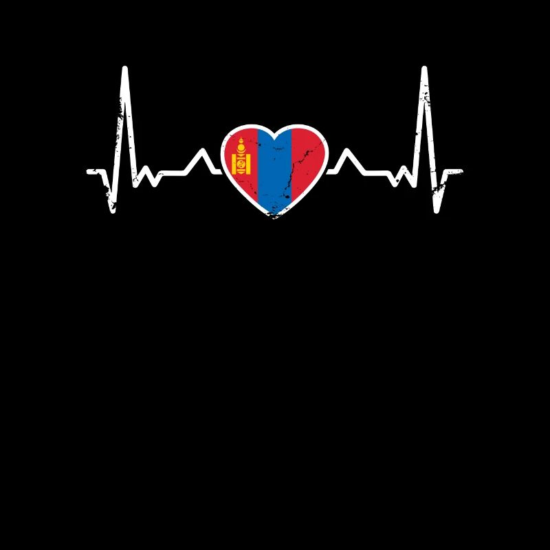 Mongolia Vintage Heartbeat Mongolian Flag