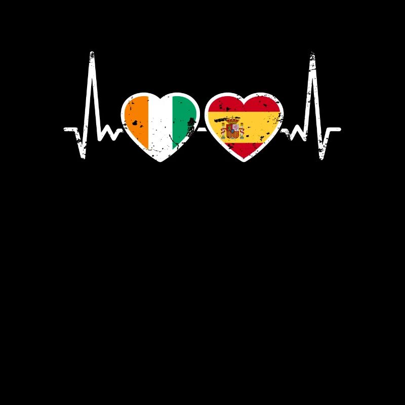 Côte d’Ivoire Espagne Vintage Heartbeat drapeau
