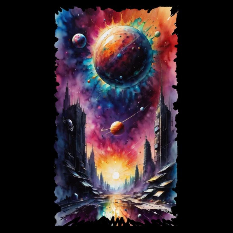 Aquarelle de la ville de l’espace