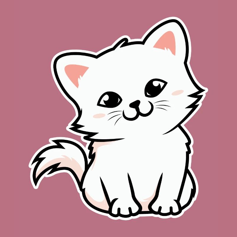 Dessin Animé Chat Chat Blanc Illustration