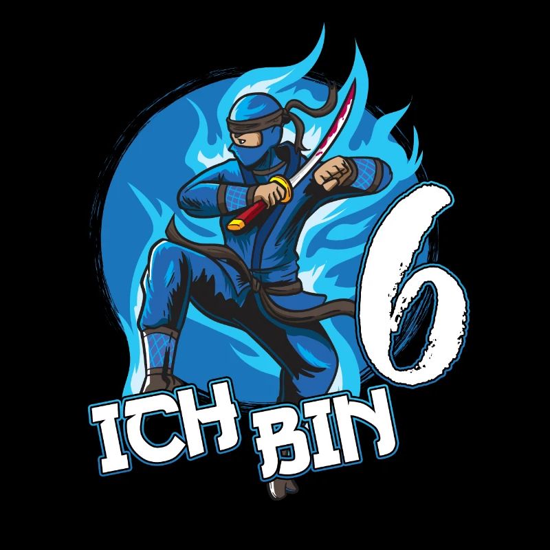 Blauer Ninja Sechsten 6 Geburtstag Junge Geschenk