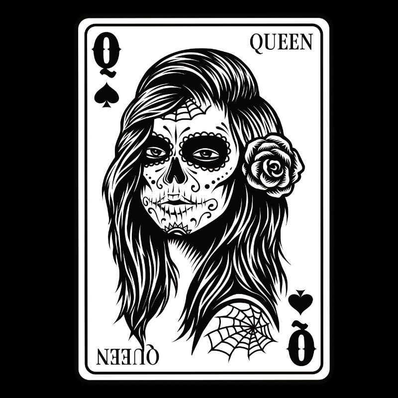 King And Queen Skull - 1/2 Card Hearts Flush