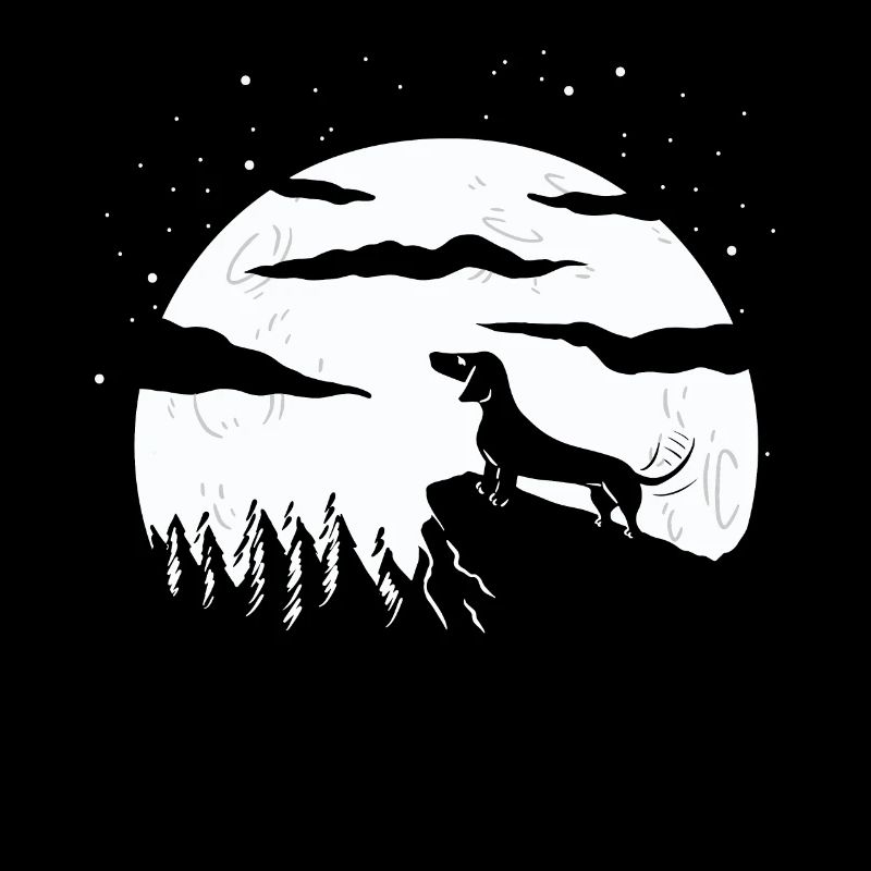 Dachshund Magic Night Full Moon Starry Sky