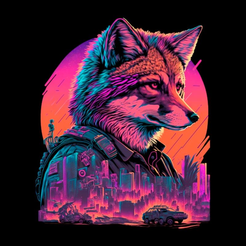 Rétro Futuriste Synthwave Fox
