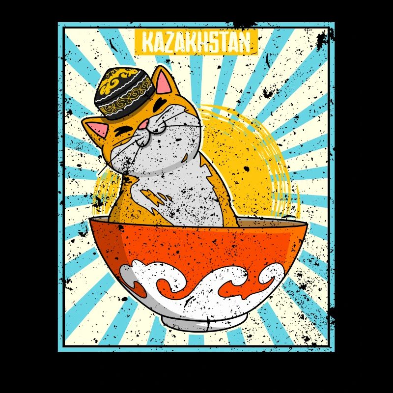 Kasachisch Kasachstan National Flagge Katze