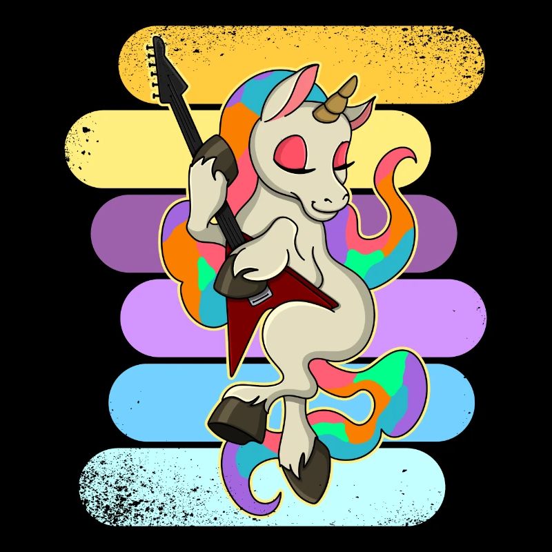 Gitarre Musiker Einhorn Niedlich Regenbogen