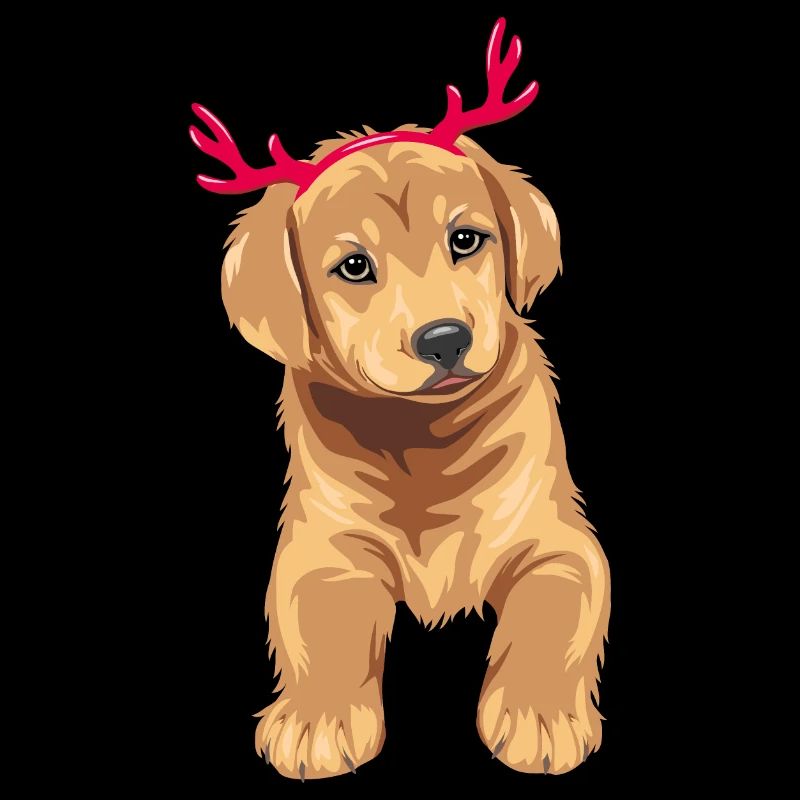 Mignon chiot Retriever chien avec des cornes de cerf de Noël