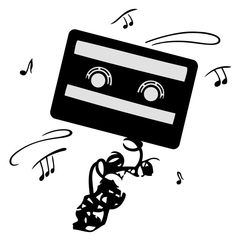 Logo de la musique avec des notes de cassette.