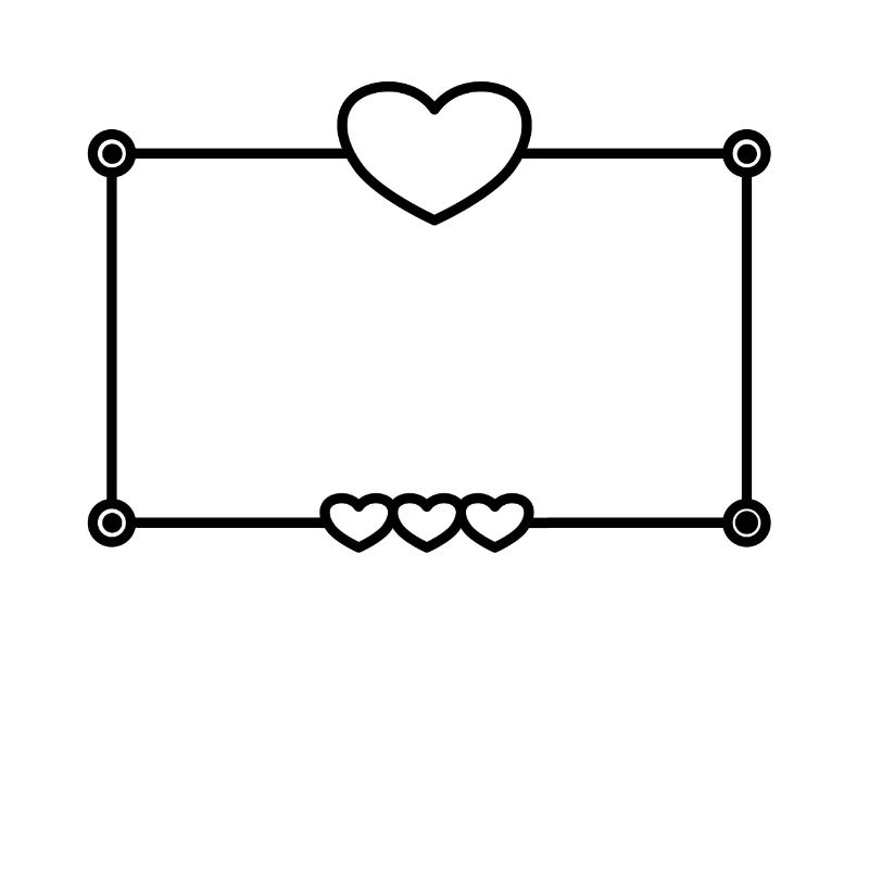 Black Heart Frame Rectangular Shape