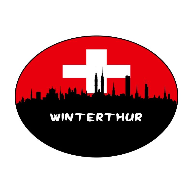 Winterthur Suisse Drapeau Skyline Silhouette Tra