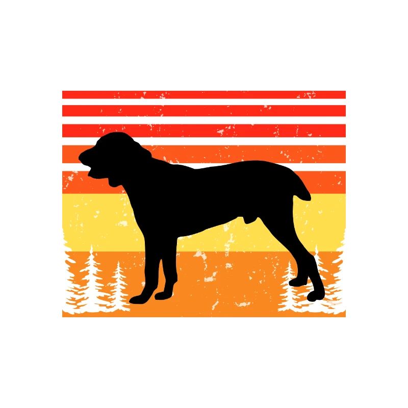 Chien de berger d’Asie centrale Silhouette Rétro Coucher de soleil