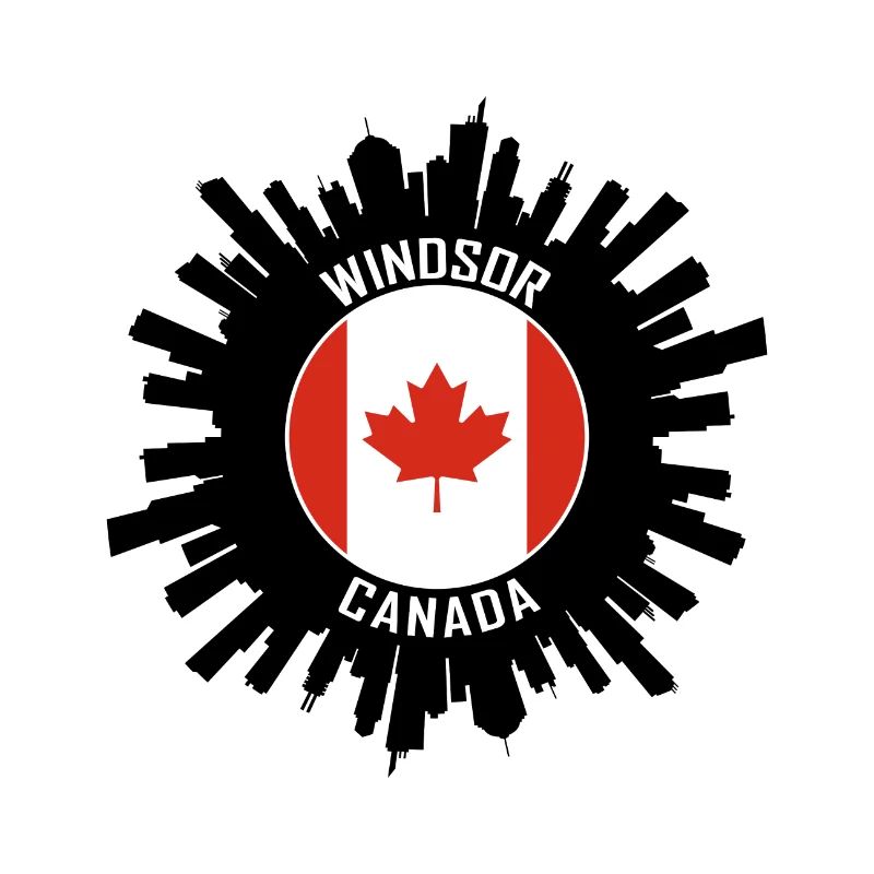 Souvenir de voyage du drapeau canadien Skyline de Windsor