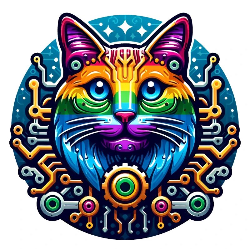Chat arc-en-ciel mécanique