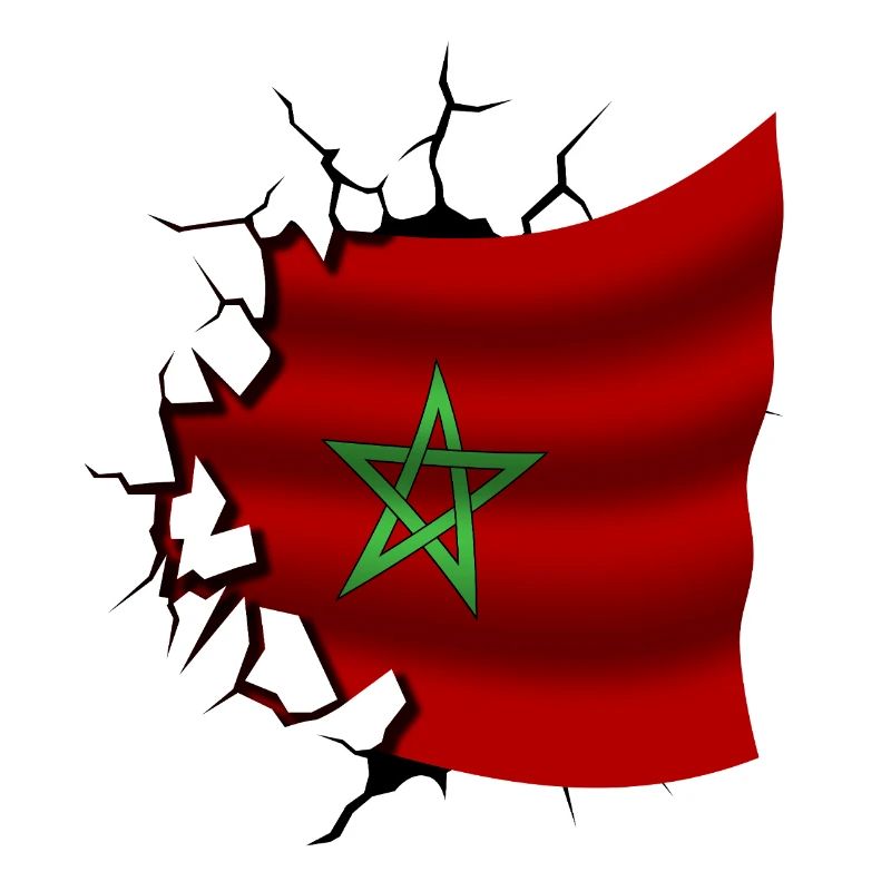 Drapeau du Maroc - Maroc - Drapeau Broken Design