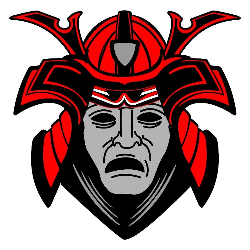 Gloomy Samurai Face with Helmet