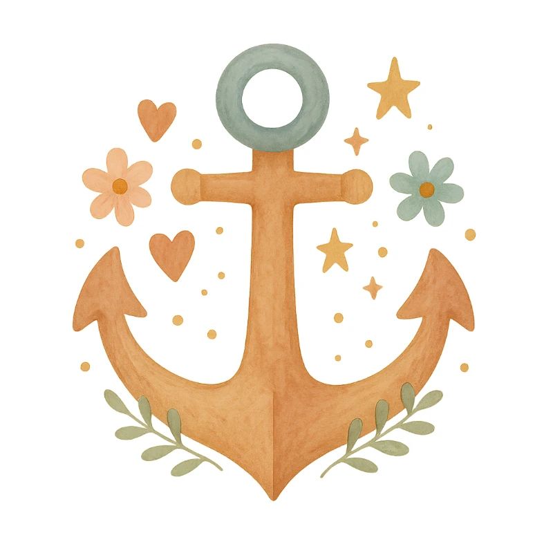 Boho Anker mit Blumen & Herzen Design