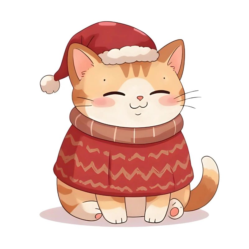 Anime Katze im Weihnachtspullover - Christmas 