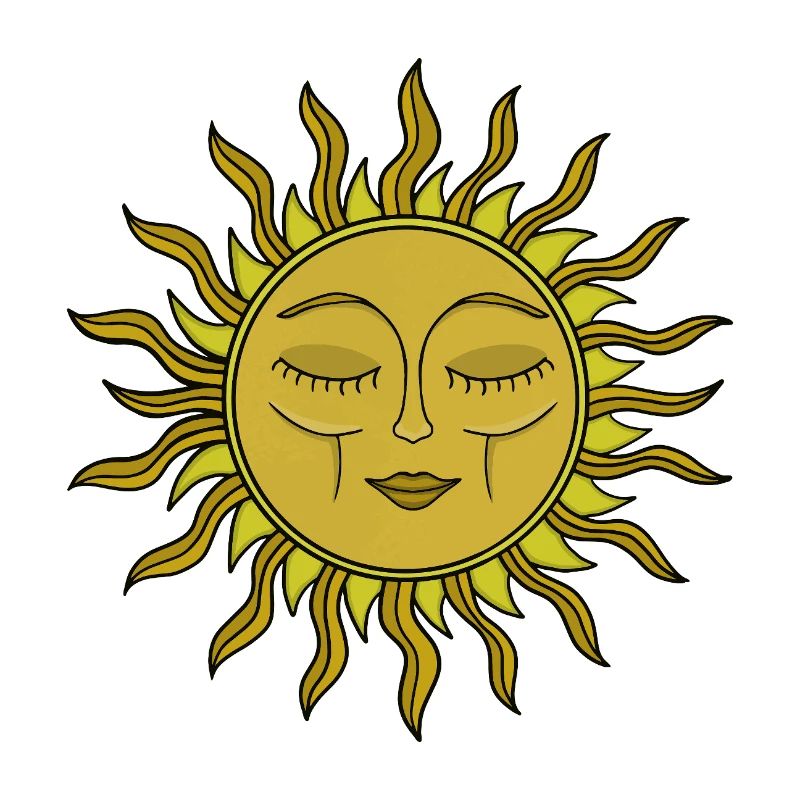 Vintage Celestial Sun Mystical Boho Art