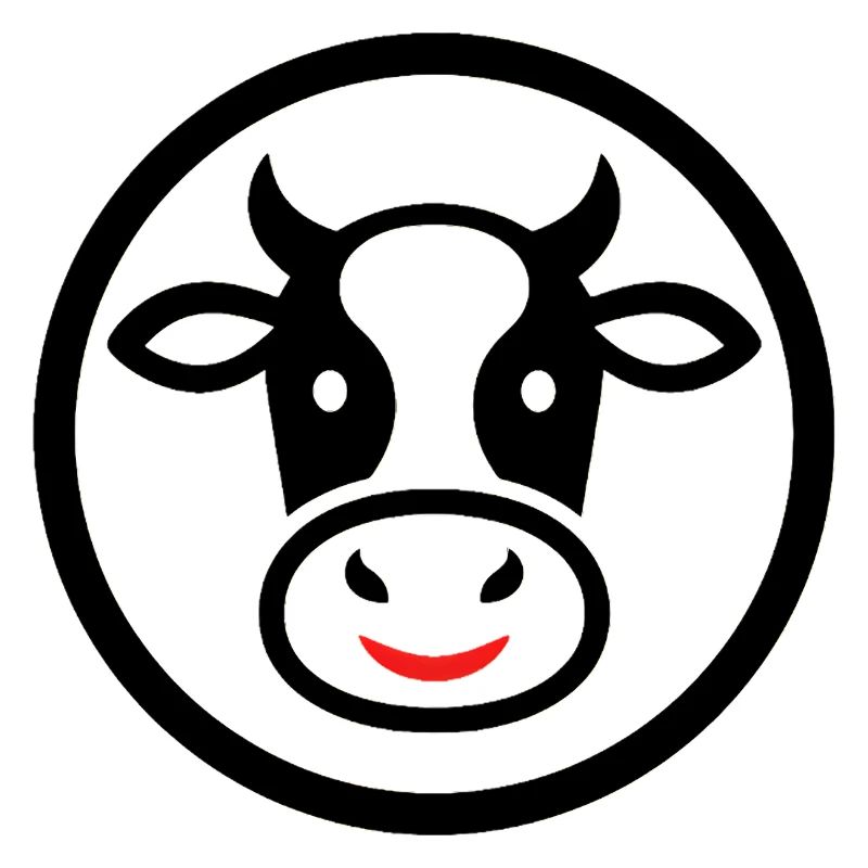 Cow Head Logo Icon Comic Round Vector
