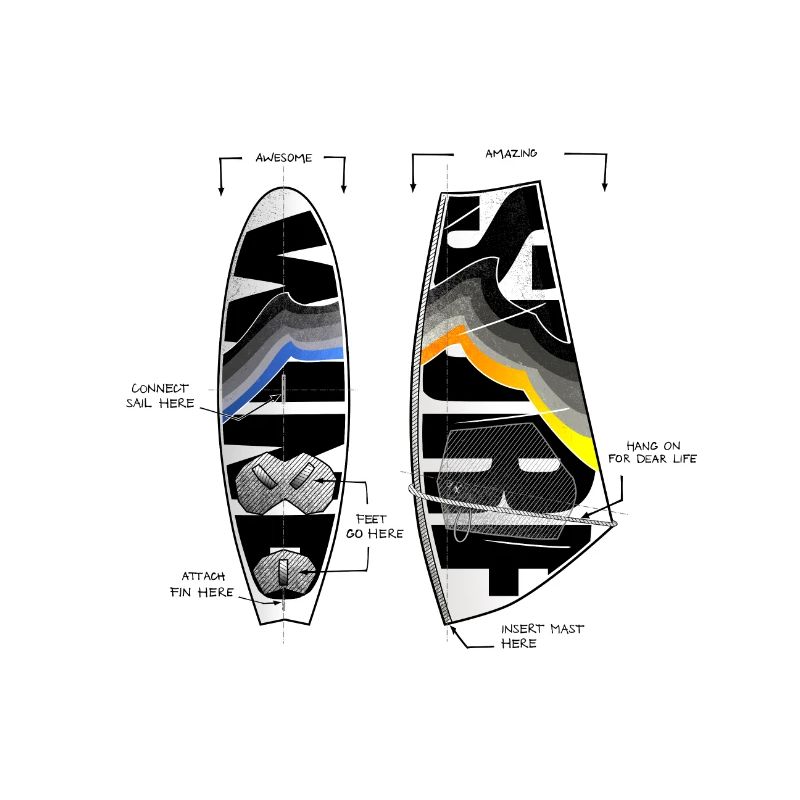 Cool Board and Sailing windsurfing waves Sun
