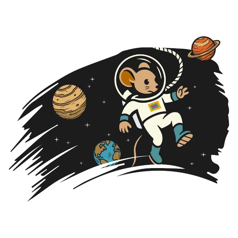 Souris astronaute dans l’espace – Illustration mignonne