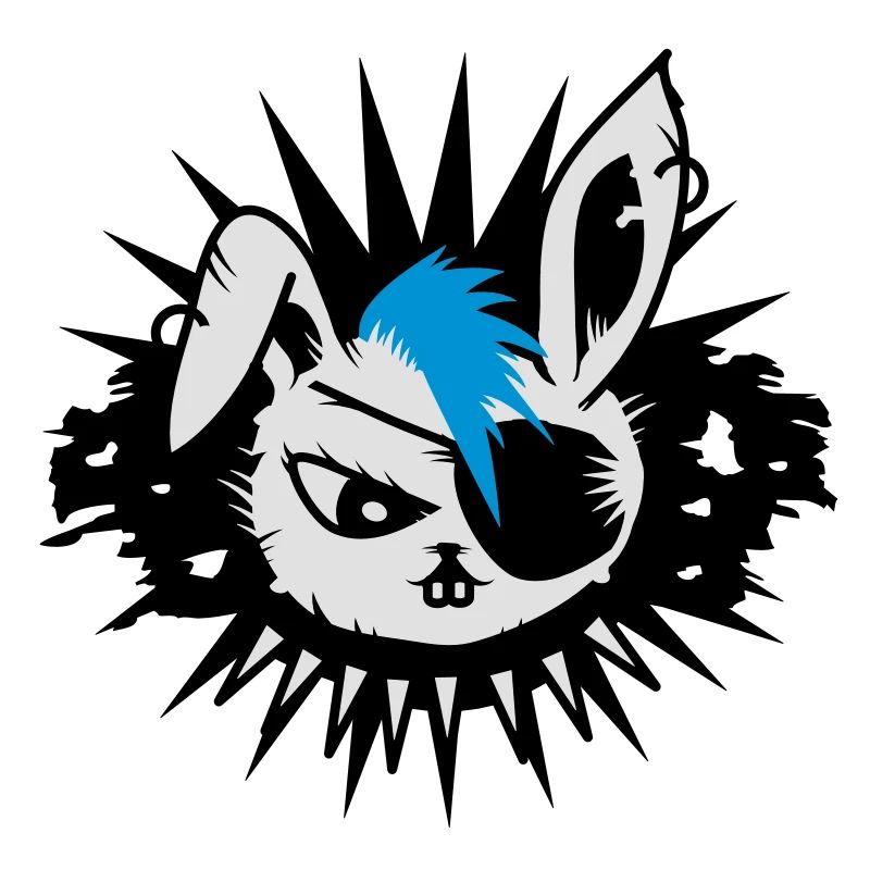 rabbit with an eye patch and a mohawk