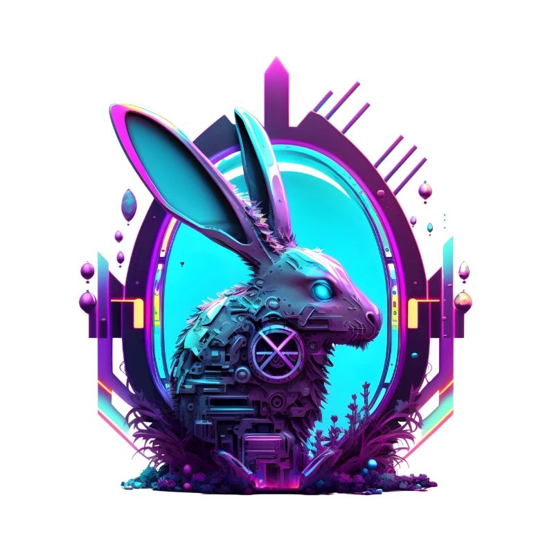 Future technology Easter egg with bunnies