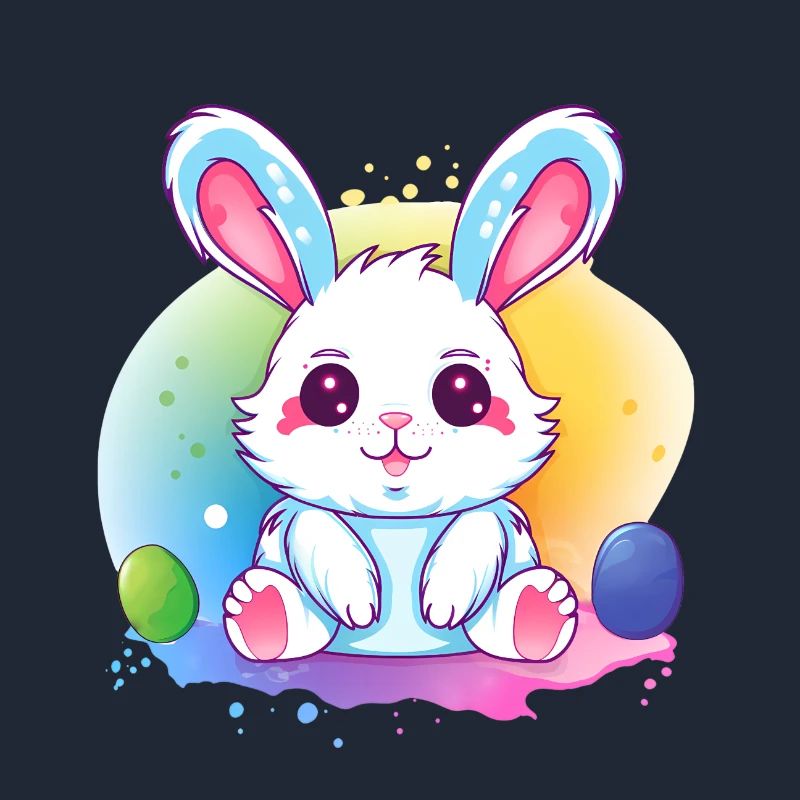 Colorful Easter bunny with eggs