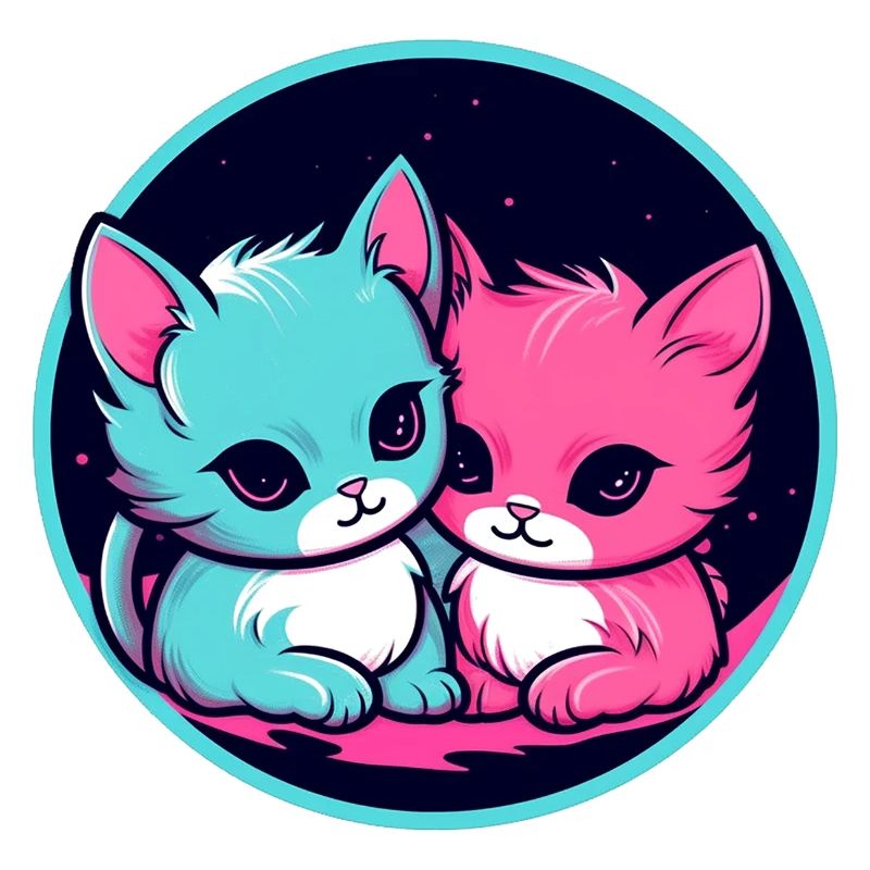 Duo de chatons néon