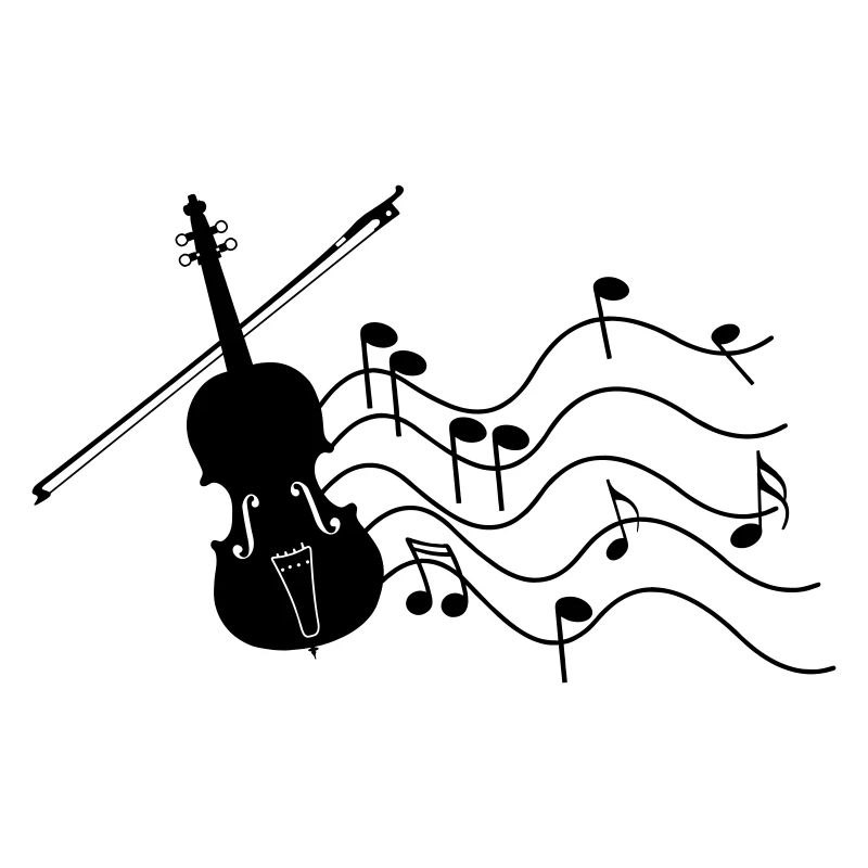 Violin with music notes shadow image,