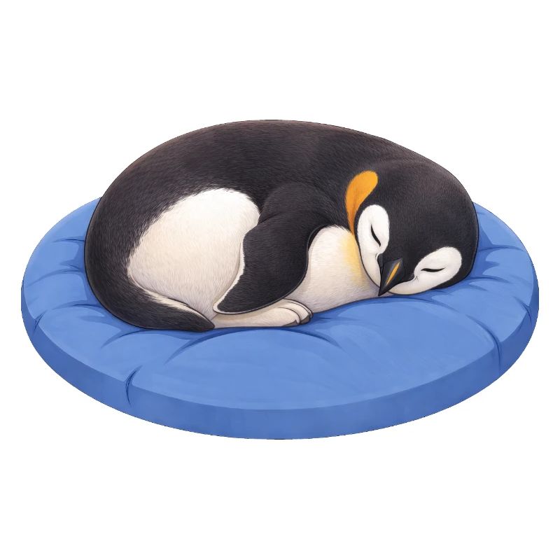 Cute Cartoon Penguin Sleeping Cuddling