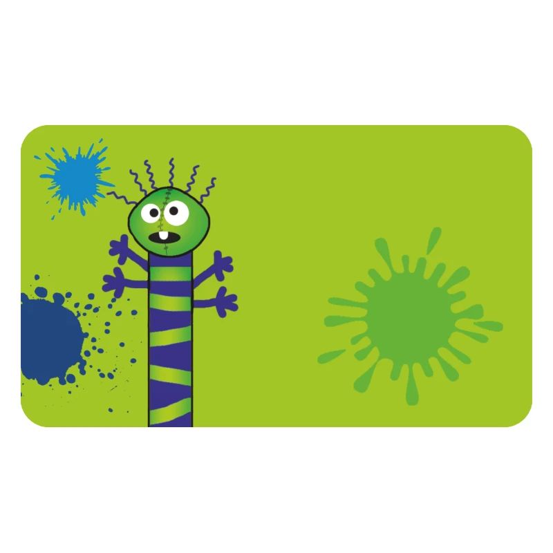 Monstre long et mince et éclaboussures de couleur - Vert Bleu